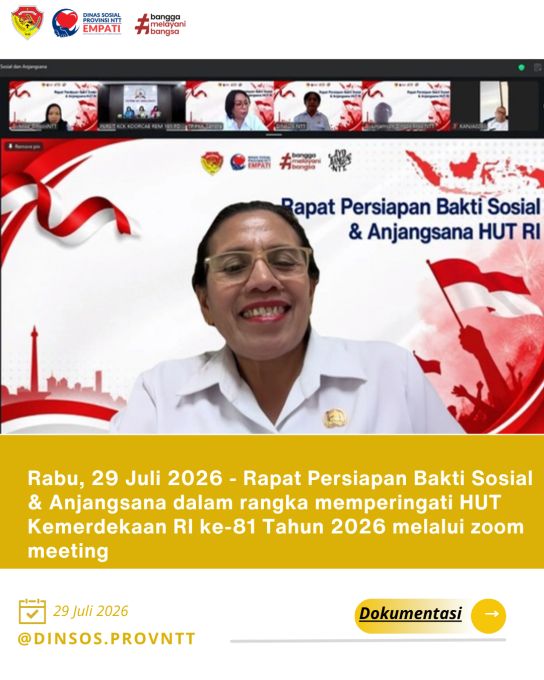 Plt. Kepala Dinas Sosial Provinsi NTT Pimpin Rapat Persiapan Bakti Sosial dan Anjangsana HUT RI ke-81