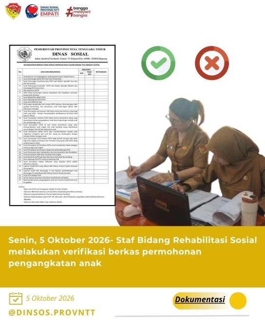 Staf Bidang Rehabilitasi Sosial Melakukan Verifikasi Berkas Permohonan Pengangkatan Anak